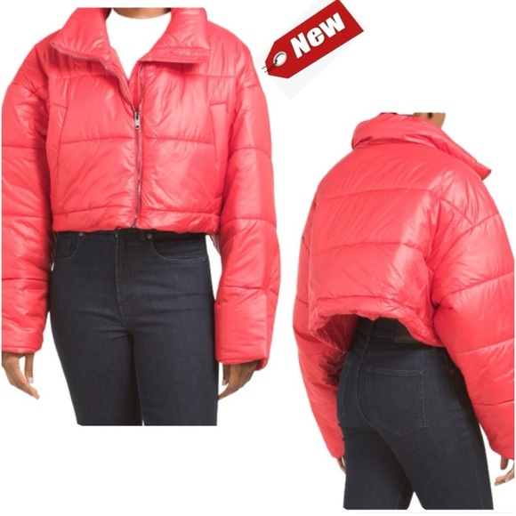 De Base Red Montana Crop Puffer Jacket Coat Ski Jacket Sz M NWT - Picture 1 of 10